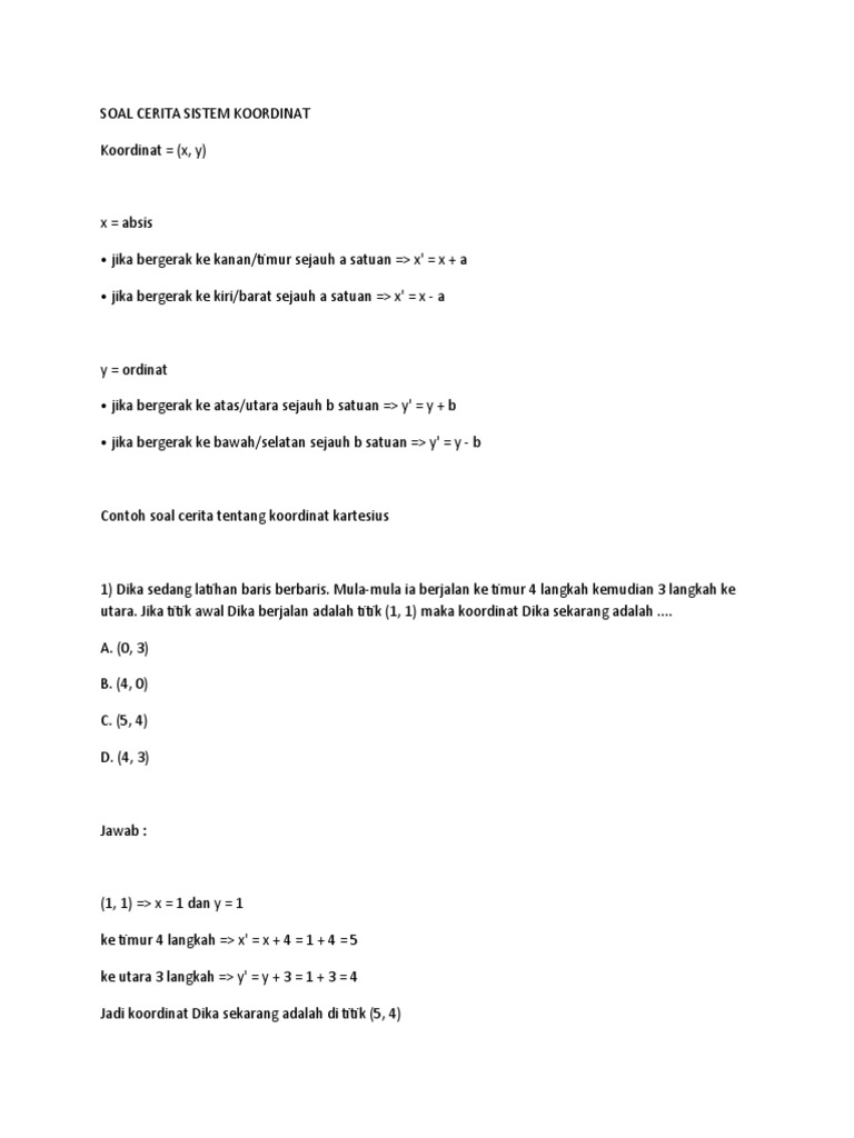 Soal Cerita Sistem Koordinat Pg 3
