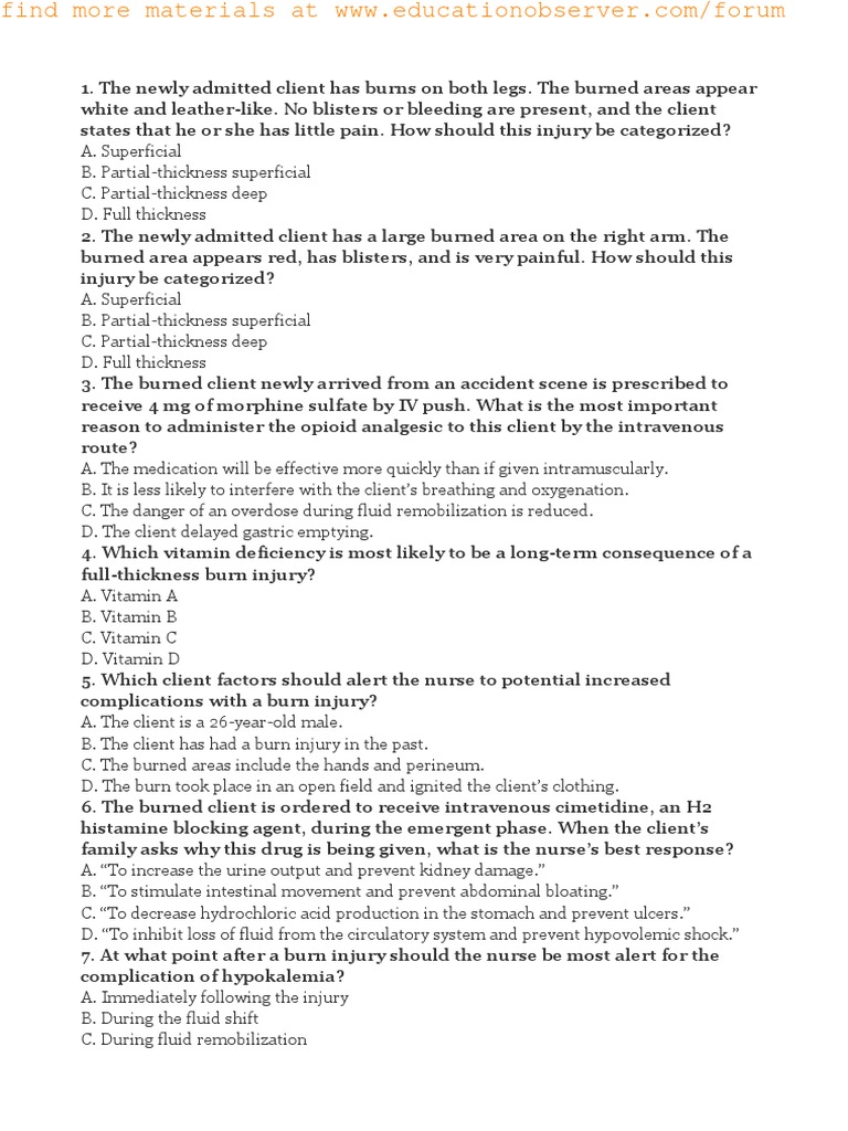 HAAD Exam Questions for Nurses | PDF | Burn | Respiratory System