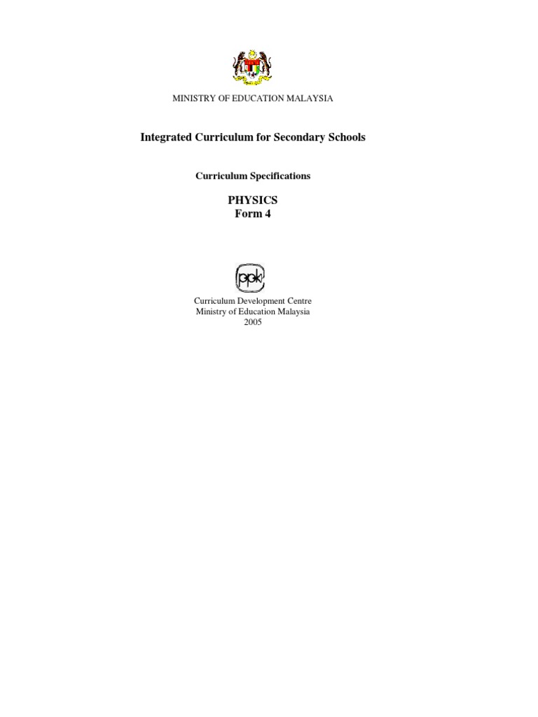 Curriculum Specifications of Physics Form 4 | PDF | Momentum | Force