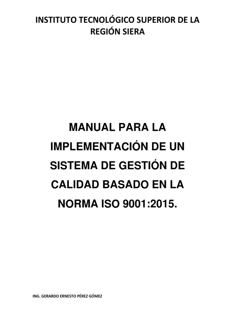 Manual de Calidad ISO 9001:2015 | PDF | Sistema de manejo de calidad ...