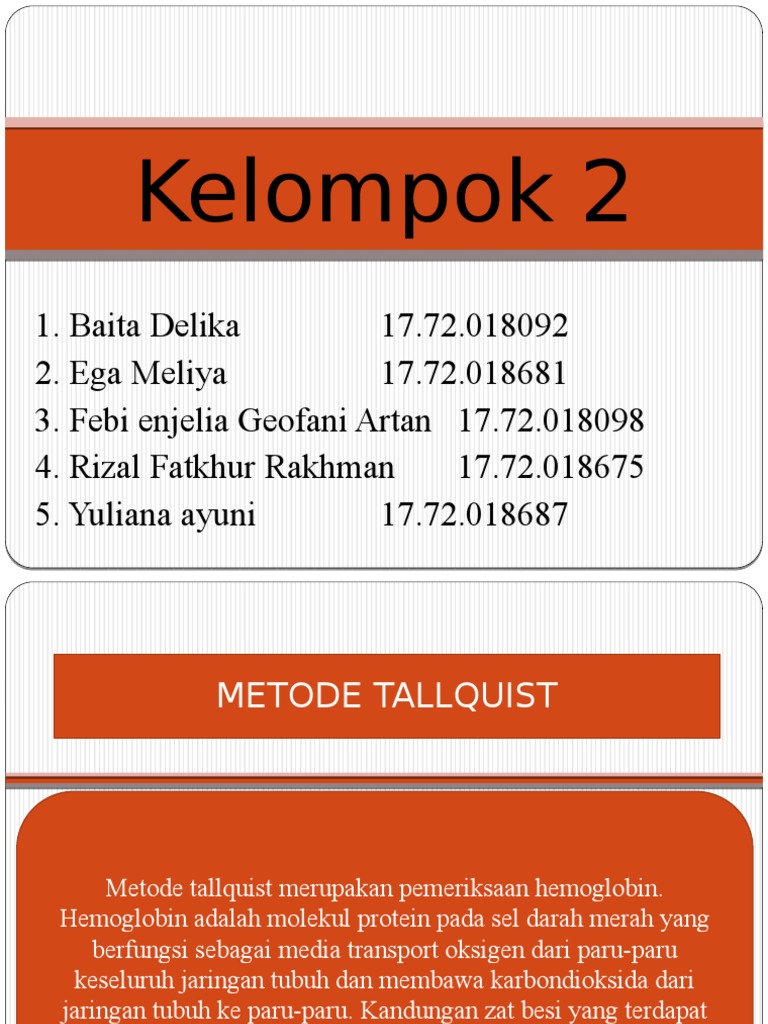 Pemeriksaan Hemoglobin Metode Tallquist | PDF
