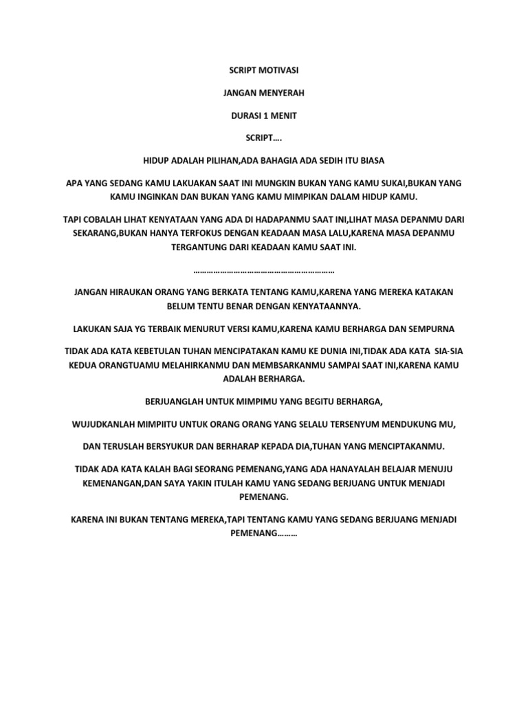 Script Motivasi | PDF | Agama & Spiritualitas | Gaya Hidup