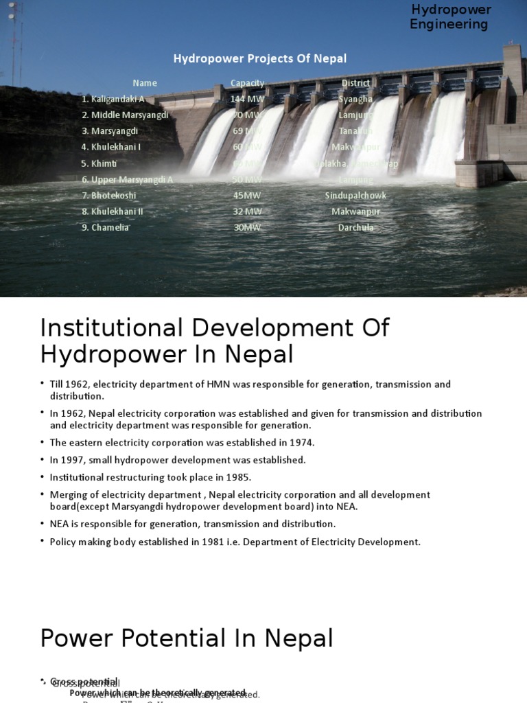 Hydropower Projects and Planning in Nepal | PDF | Hydroelectricity ...