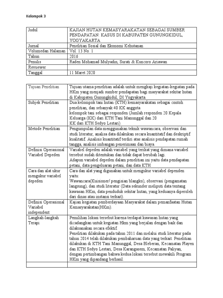 Review Jurnal Kehutanan Pdf