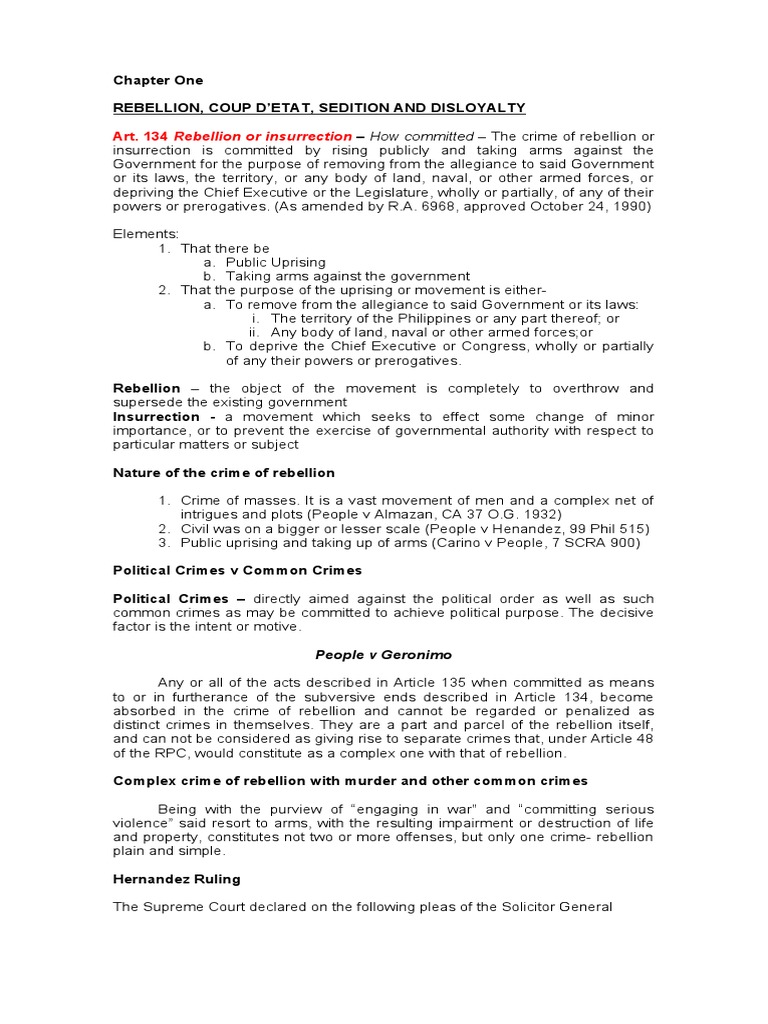 Rebellion, Coup D, Etat, and Disloyalty PDF Treason Conspiracy