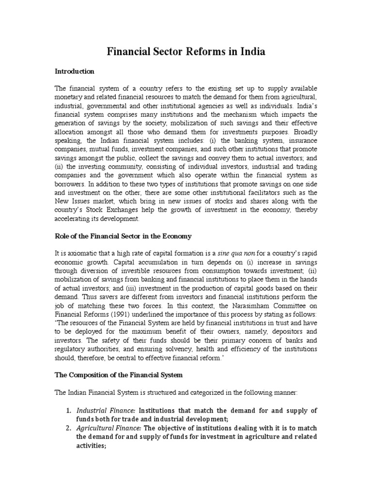Financial Sector Reforms in India | PDF | Reserve Bank Of India | Banks