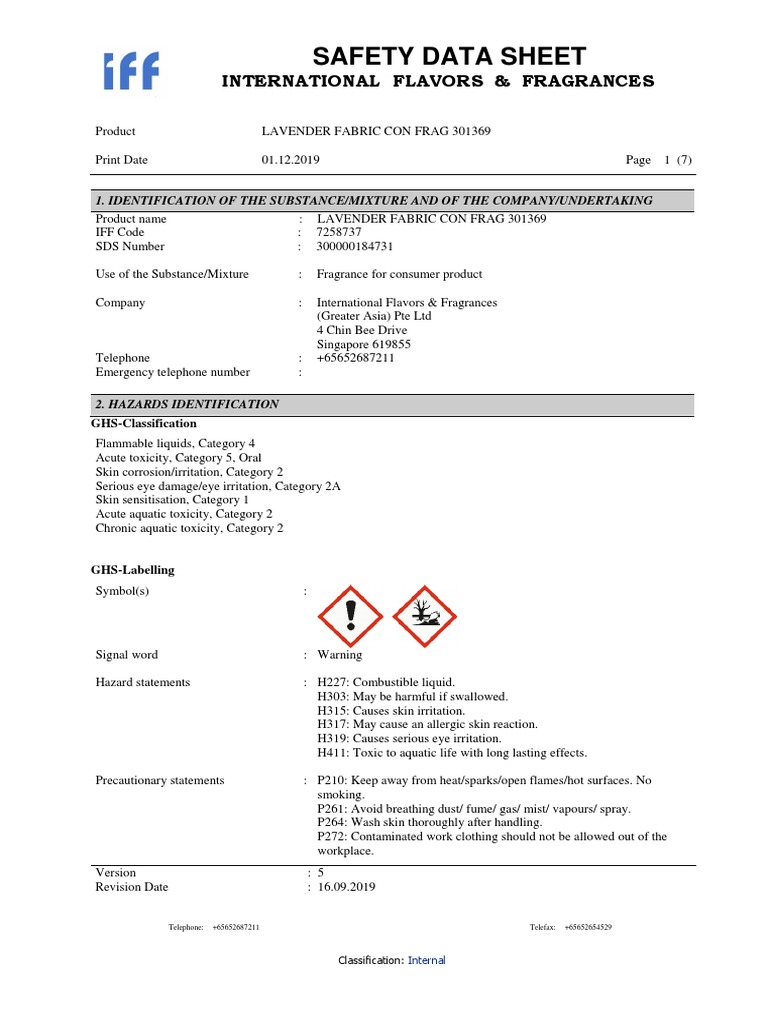Lavender Msds PDF Dangerous Goods Materials