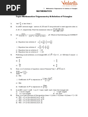 Mathematics Test 10 Q P Trigonometry Pmd Triangle Circle