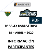 Información Participantes - IV Rally Barbastro