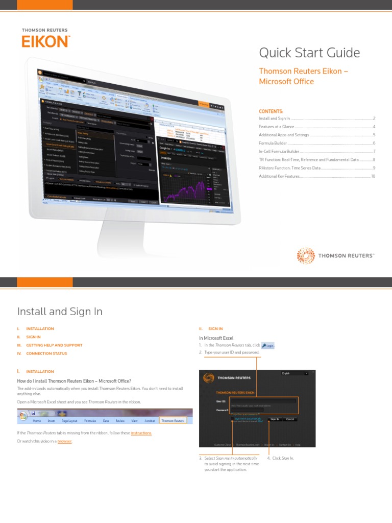 Quick Start Guide For Thomson Reuters Eikon | PDF