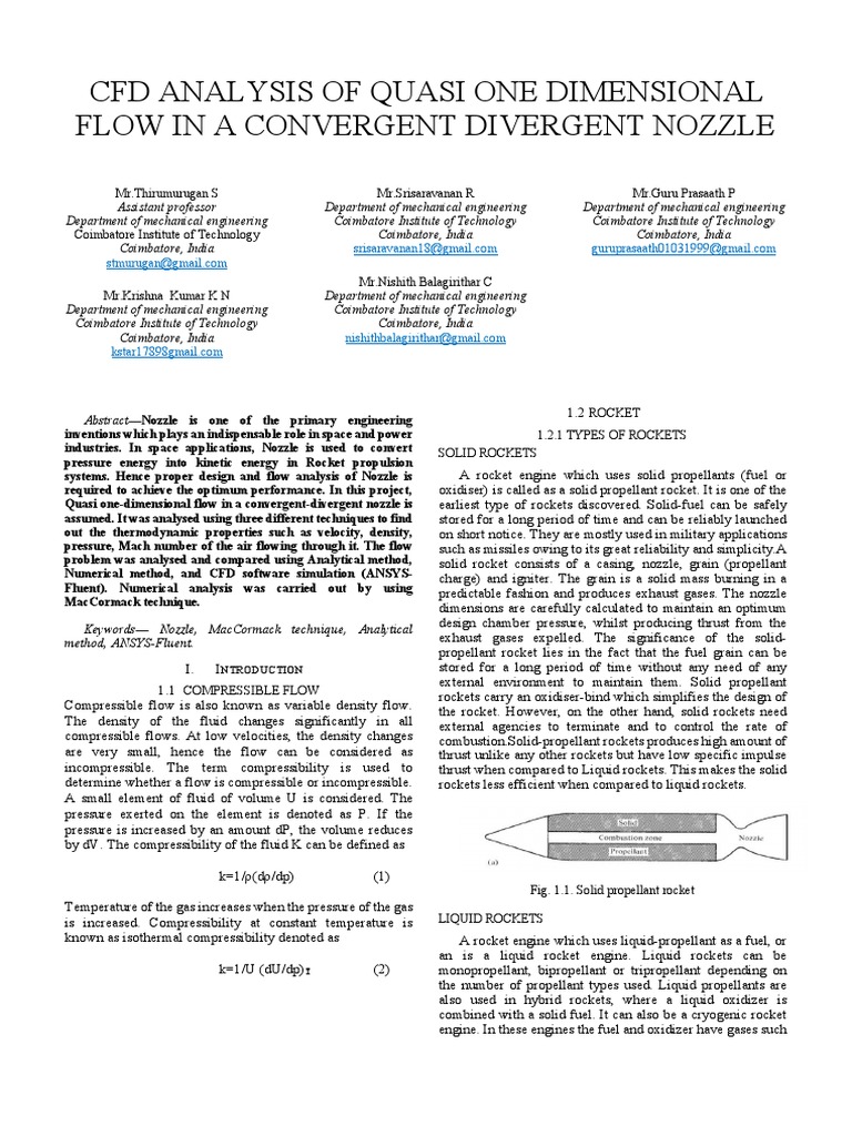 CFD Analysis of Convergent-Divergent Nozzle | PDF | Rocket Engine ...