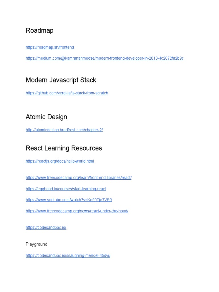 React Learning Roadmap 2019 PDF | PDF