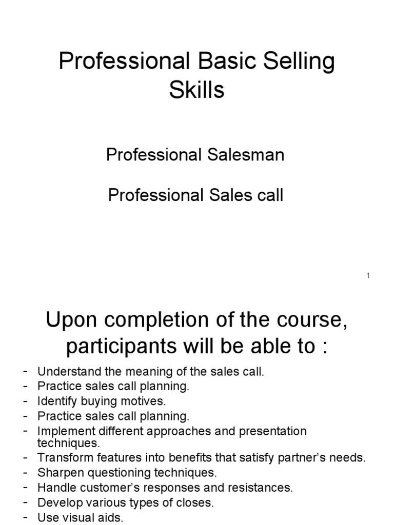 Professional Basic Selling Skills | PDF | Sales | Motivation