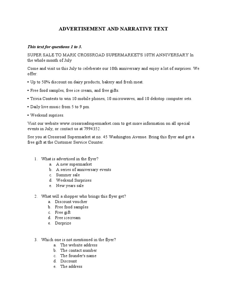 Advertisement and Narative Text | PDF | Supermarket | Business