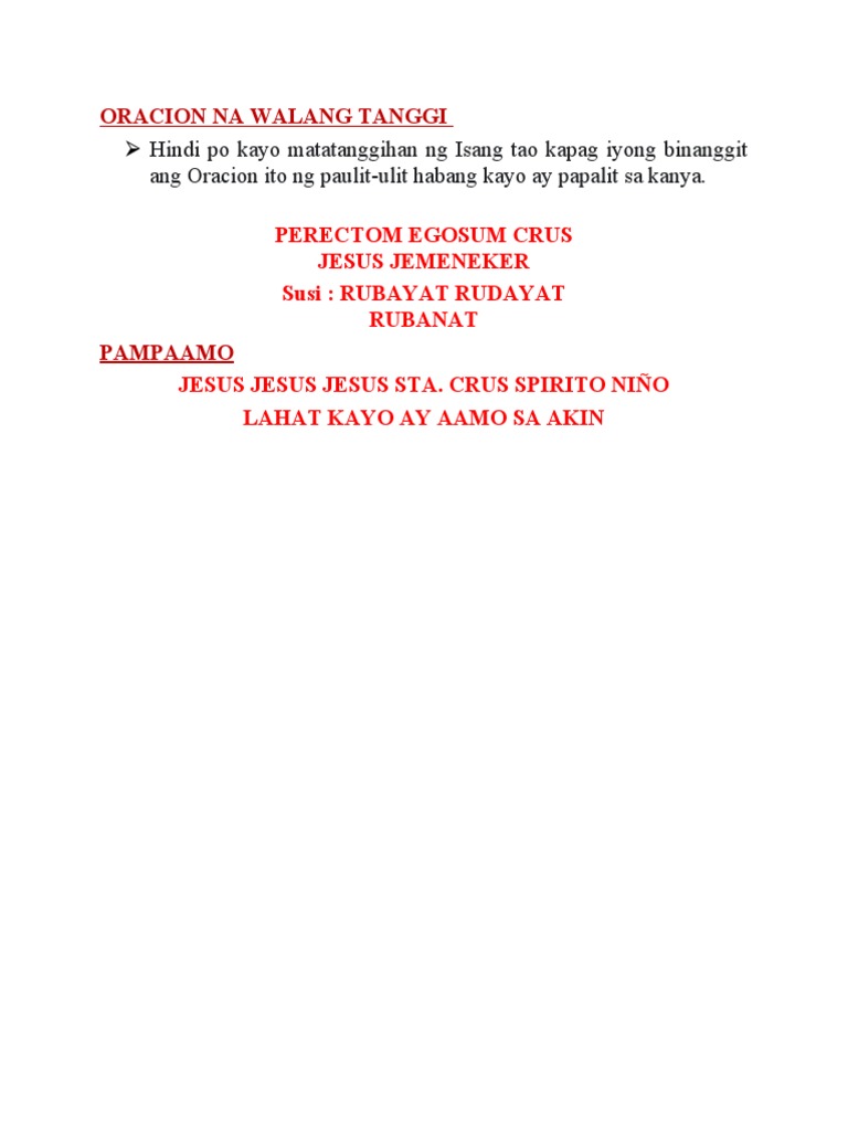 Oracion Na Walang Tanggi | PDF