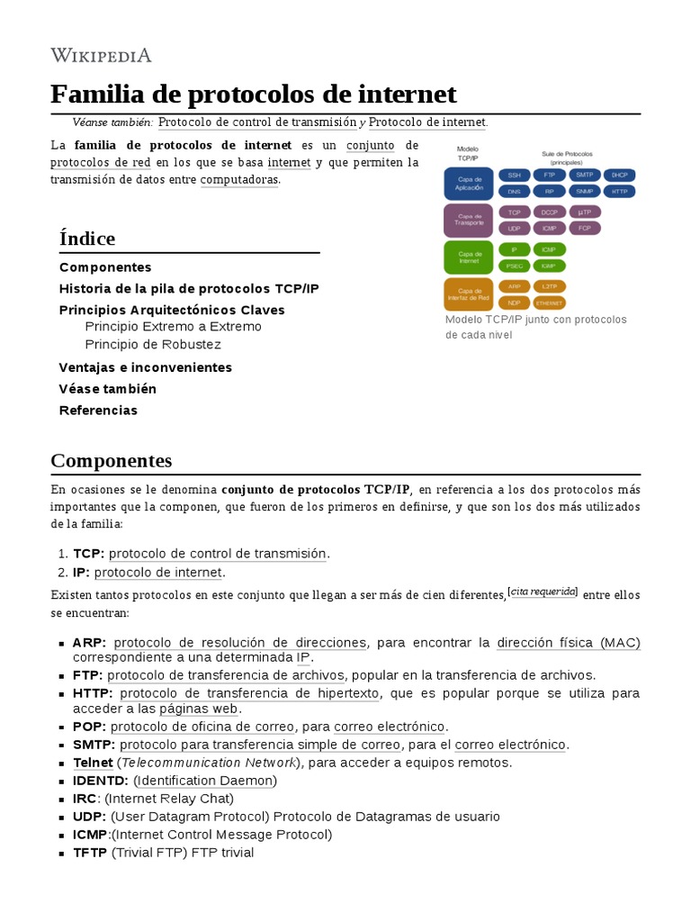 Familia de Protocolos de Internet | PDF | Conjunto de protocolos de ...