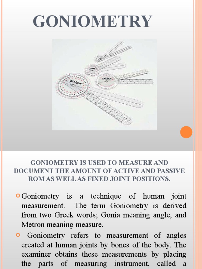 Lec 20 Goniometry | PDF | Anatomical Terms Of Motion | Joint