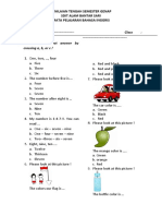 Soal Bahasa Inggris Kelas 1 SD PTS