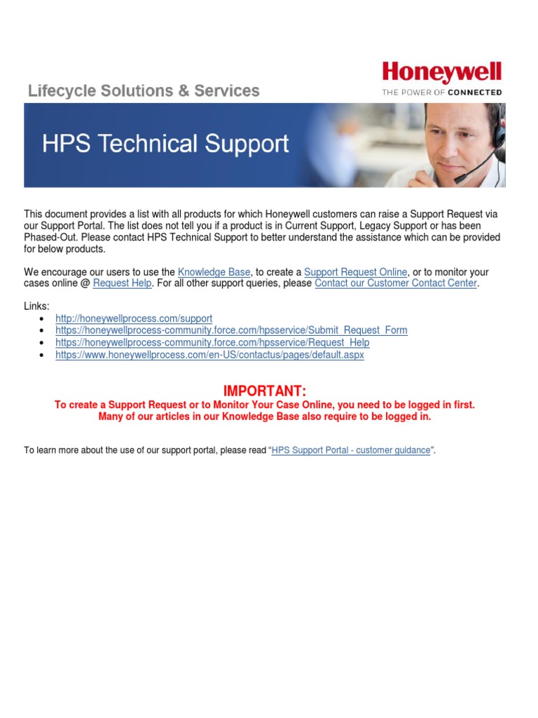 Honeywell Product Support Request List | PDF | Process Control | Automation