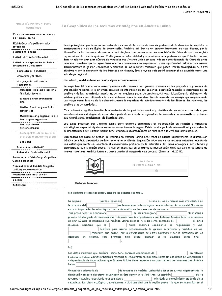 Geopolítica de Recursos en América Latina | PDF | America latina ...