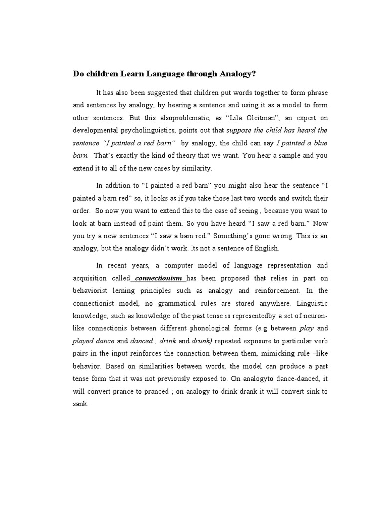 Language Learning through Analogy | PDF | Language Acquisition ...