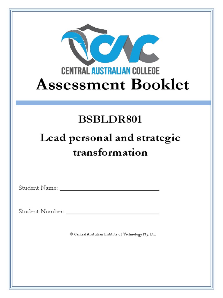 BSBLDR801-CAC Assessment Booklet PDF | PDF | Leadership | Educational ...