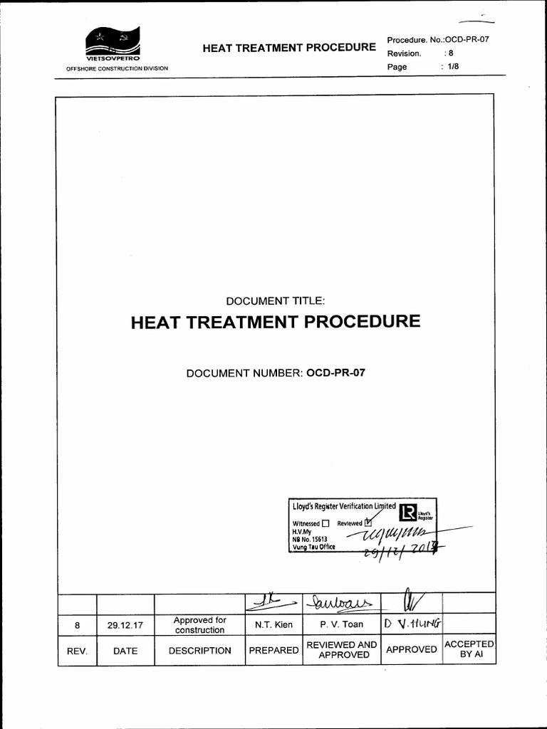 HEAT TREATMENT PROCEDURE