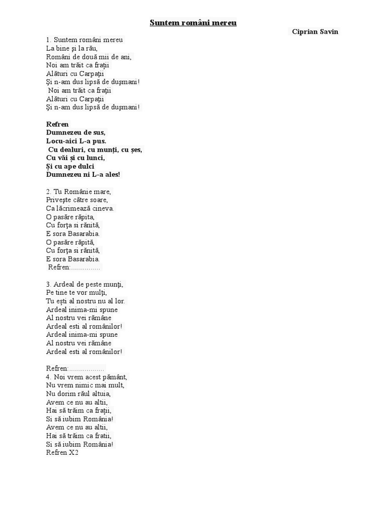 Suntem Romani Mereu | PDF