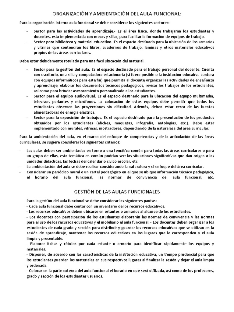 Ambientación y Organización del Aula Funcional | PDF | Salón de clases ...