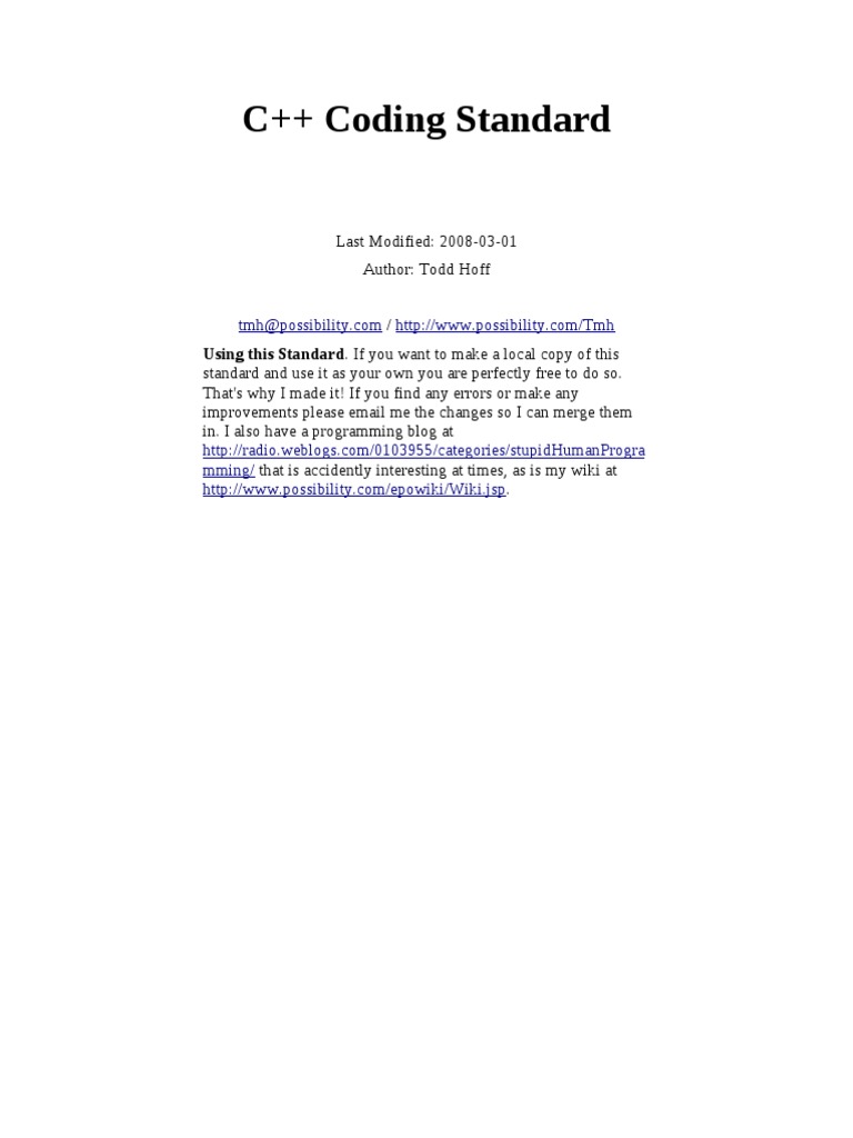 c++ Coding Standards | C (Programming Language) | Class (Computer ...