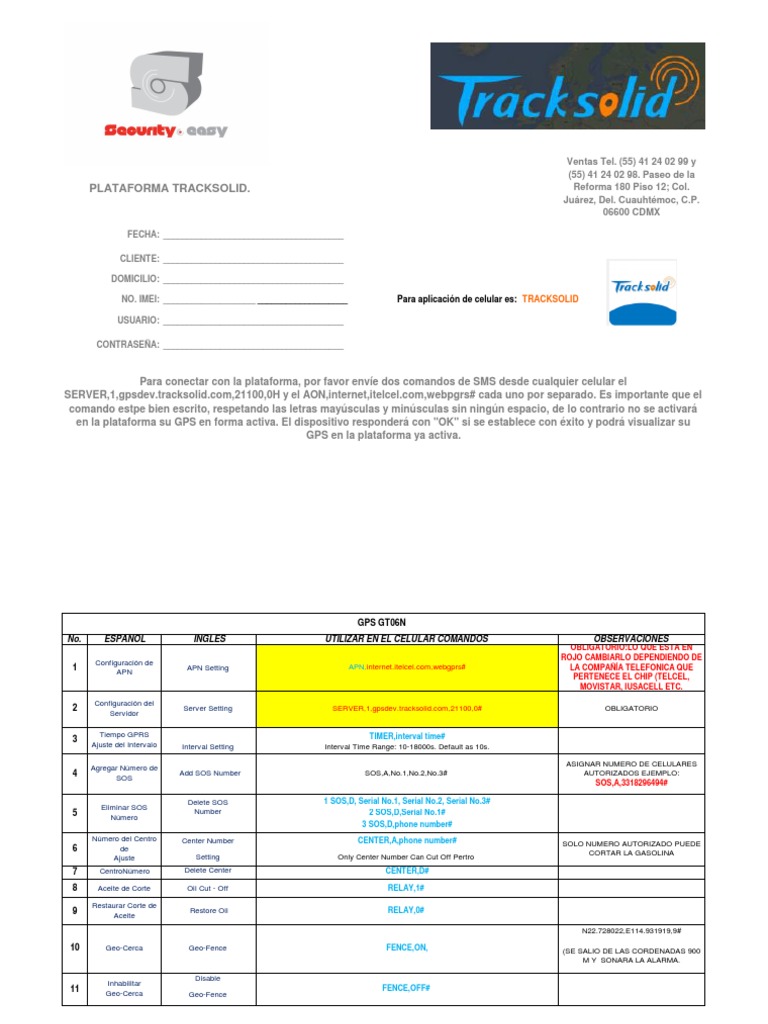 TrackSolid Lista de Comandos GPS (Distribuidores) PDF PDF Tecnología móvil