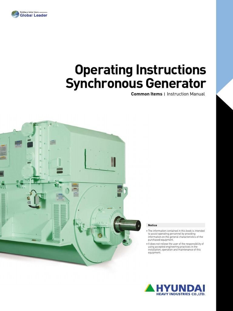 Synchronous Generator Operating Manual | PDF | Electric Generator ...