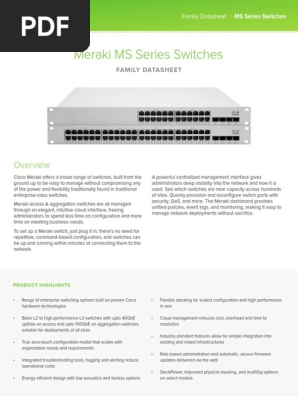 Meraki Datasheet Ms Family Pdf Network Switch Computer Network