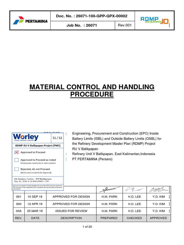 26071100GPPGPX00002 Material Control and Handling Procedure Rev