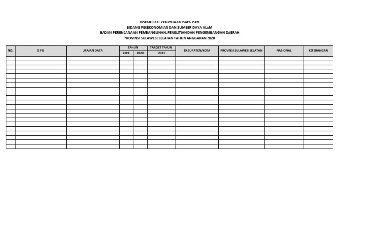 Format Pengumpulan Data OPD | PDF