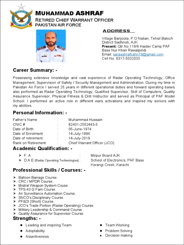 CWO Muhammad Ashraf | PDF | Military