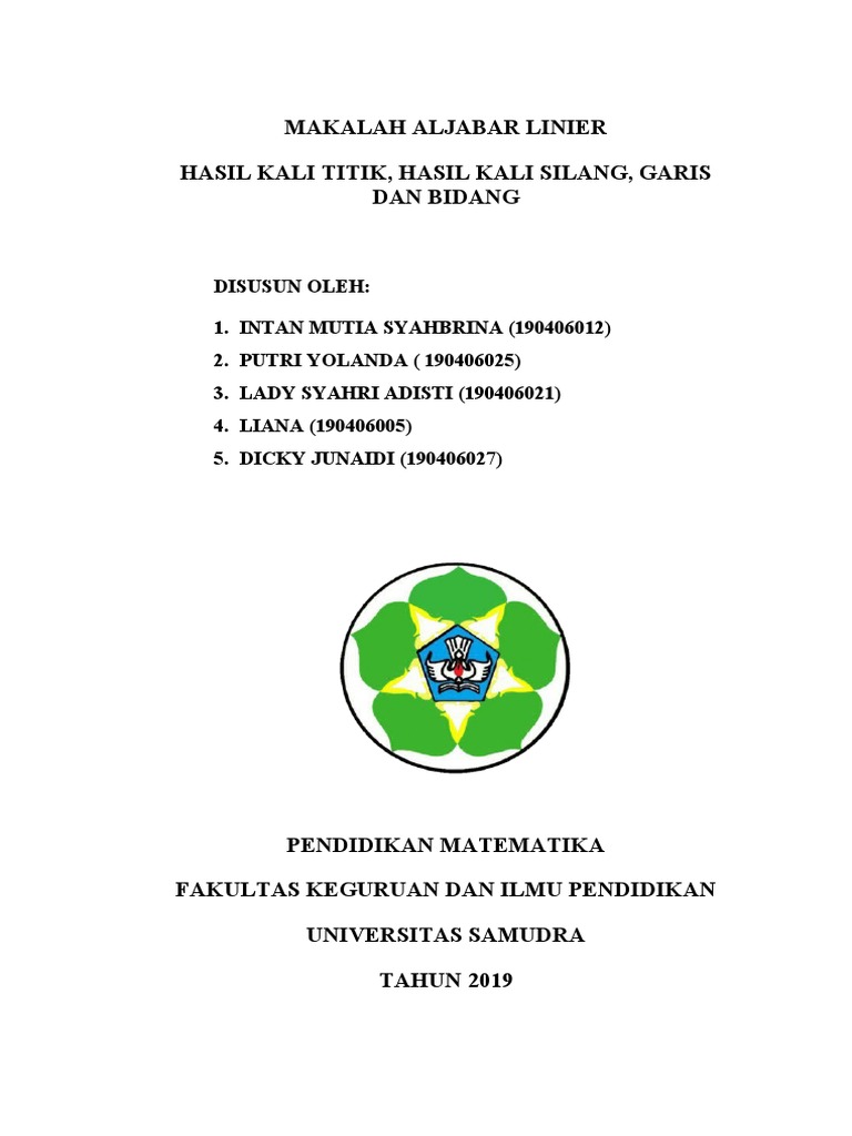 Makalah Aljabar Linier 1 Pdf Metode Bahan Ajar Teknologi Rekayasa