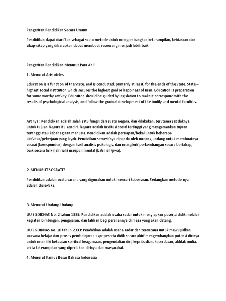 Pengertian Pendidikan Menurut Para Ahli Pdf