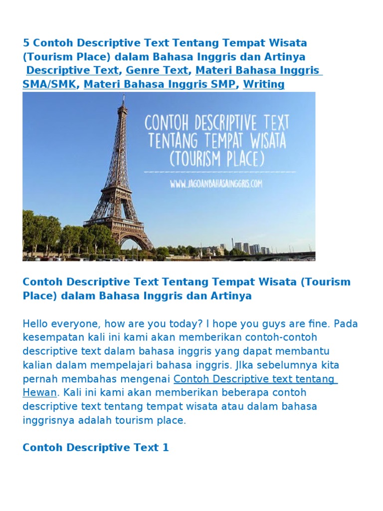 Descriptive Text Tentang Tempat Wisata Alam Di Indonesia