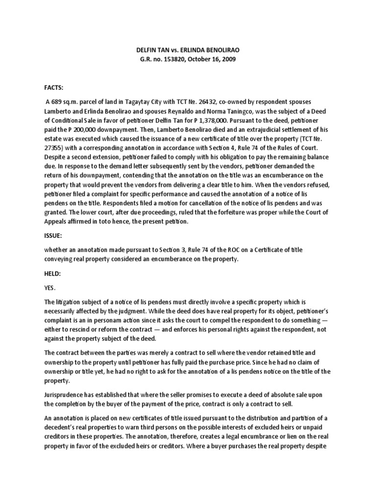 Court rules annotation an encumbrance PDF Deed Lien