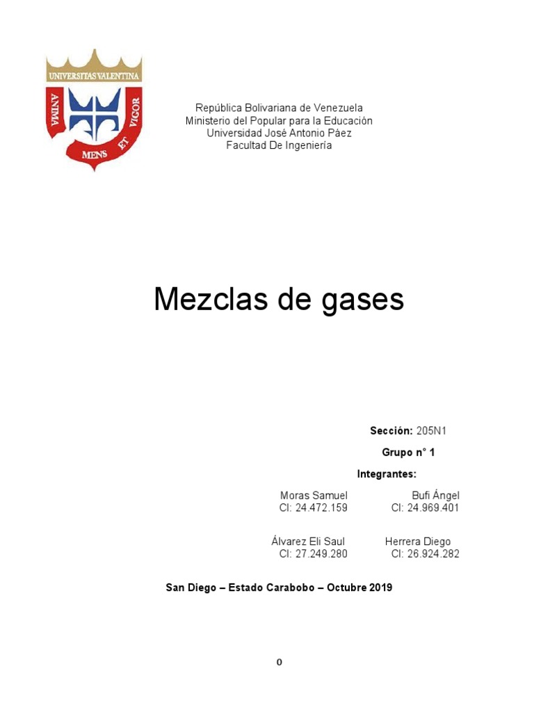 Estudio de Mezclas de Gases Ideales y Reales | PDF | Gases | Mezcla