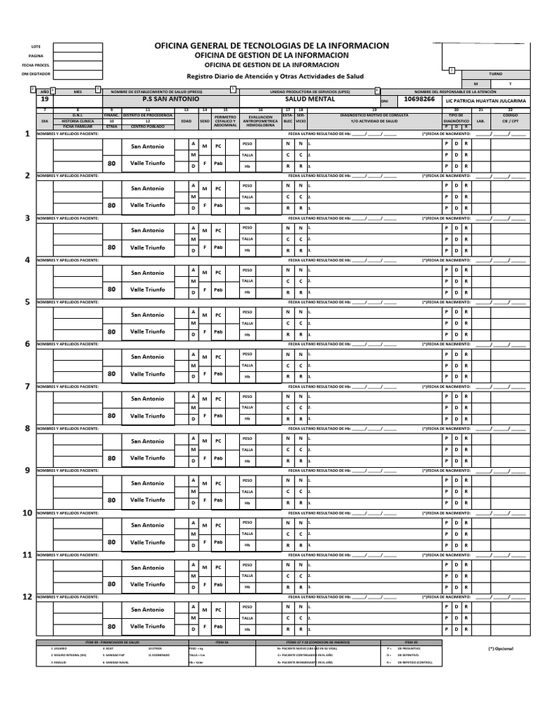 Formato HIS 2025 para Atención Médica | PDF | Cuidado de la salud ...