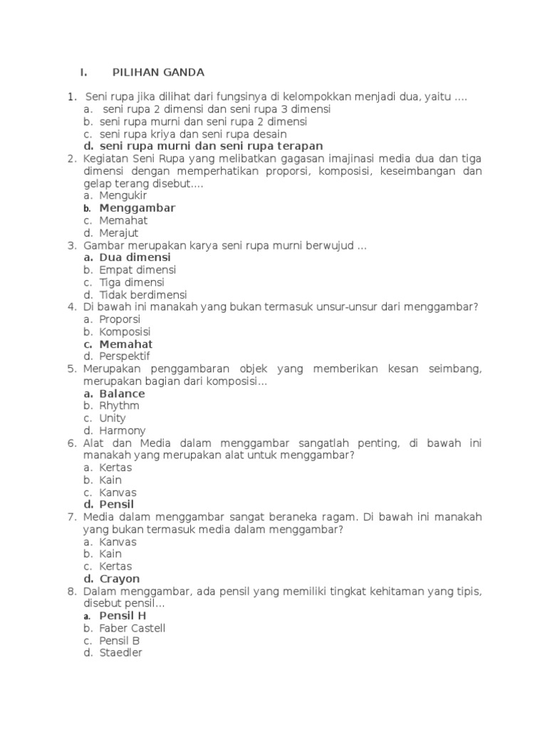 Soal Pas Senbud Kelas 7 Pdf