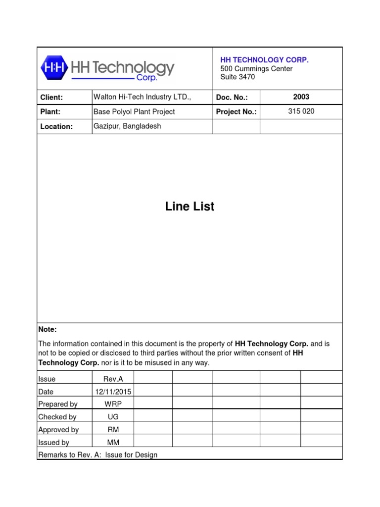 315020-DOC-2003 - (Line List) - RevA | PDF | Chemical Engineering ...