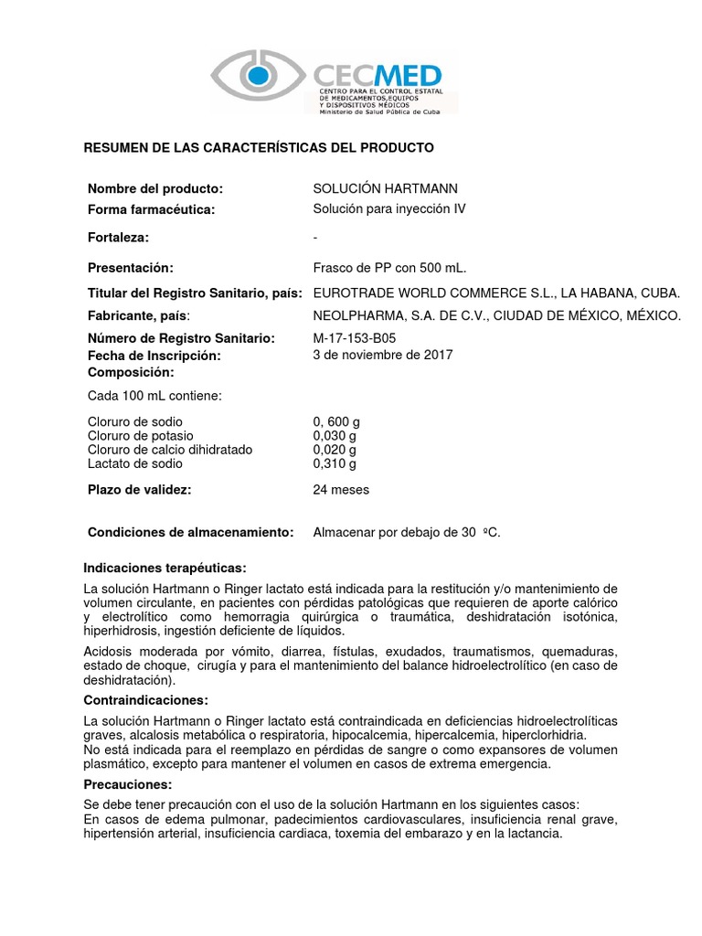 Solucion Hartman | PDF | Sodio | Potasio