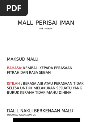 Malu Perisai Iman Pdf