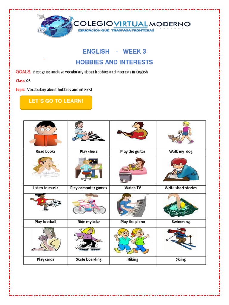 Hobbies and Interests Vocabulary Guide | PDF