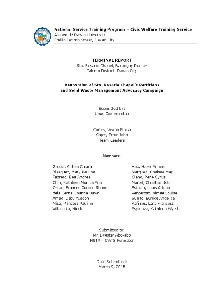 Terminal Report Sample 1 PDF PDF Gratitude Evaluation