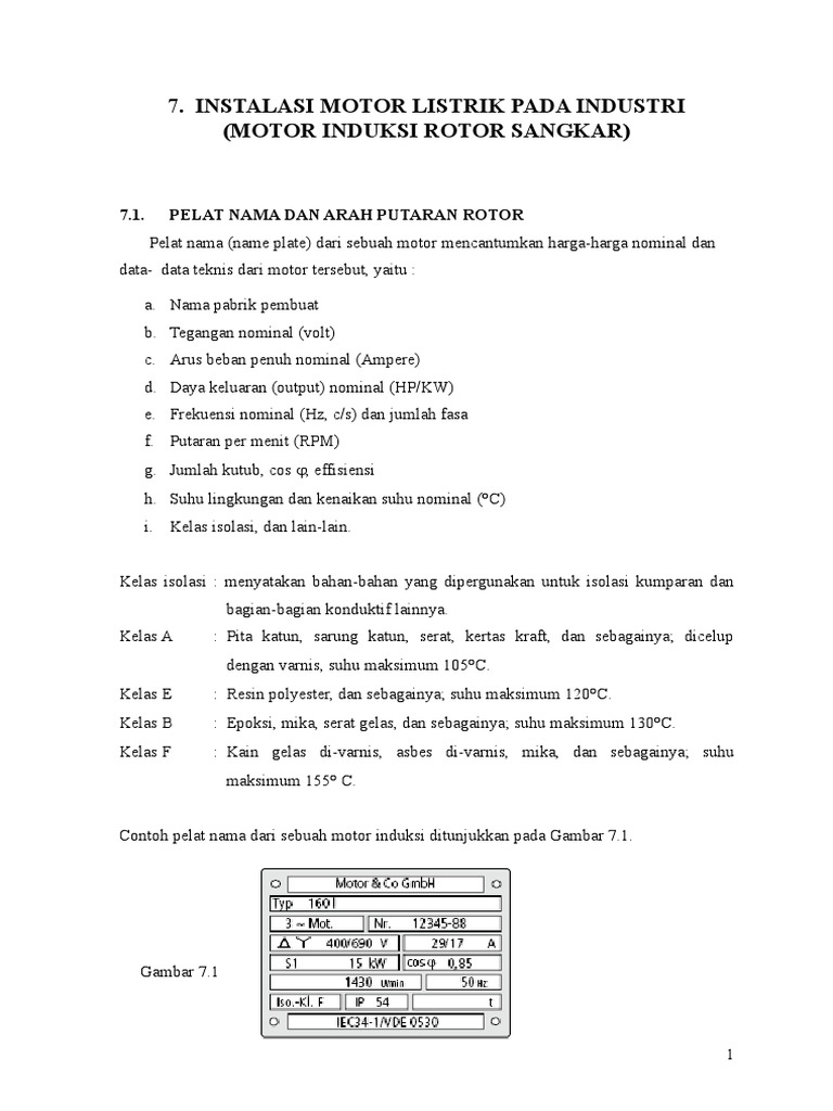 BAB 7 Instalasi Motor Listrik | PDF | Sains & Matematika