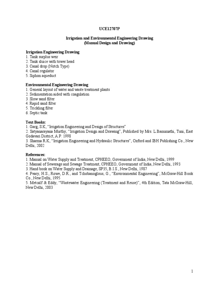 Irrigation Drawing Manual PDF Filtration Civil Engineering
